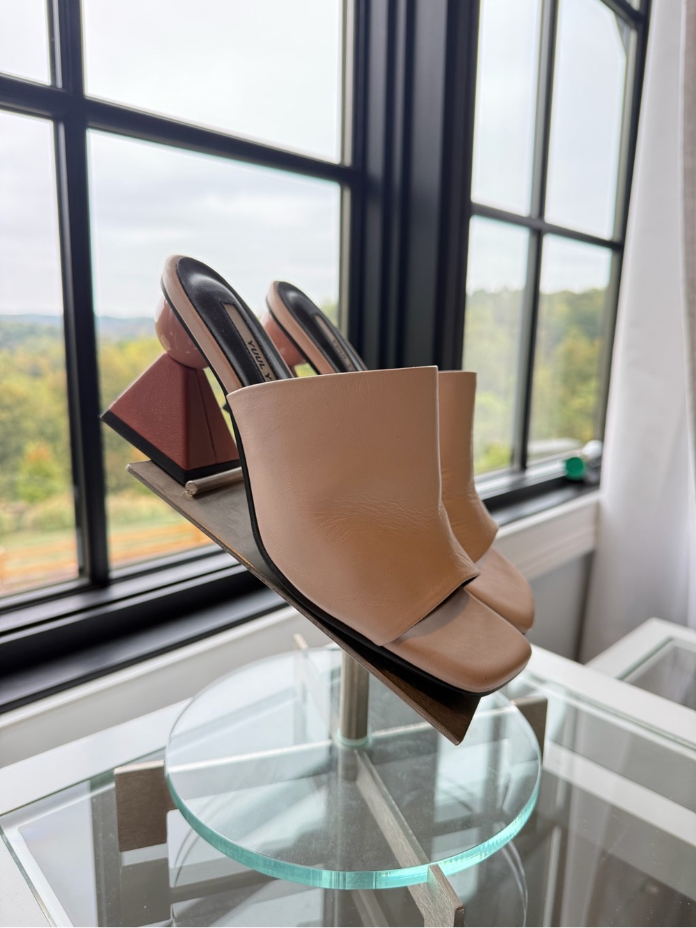 Yuul Yie Women’s Leather Mules in Taupe - Stylish Slip-On Heels